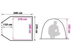 Obelink Shelter 4 CoolDark Koepeltent -Kampeeruitrusting obelink shelter 4 cooldark floor plan ecommerce f6e0